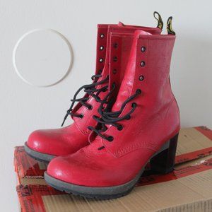 Doc Martens Darcie RARE embossed leather heel boot